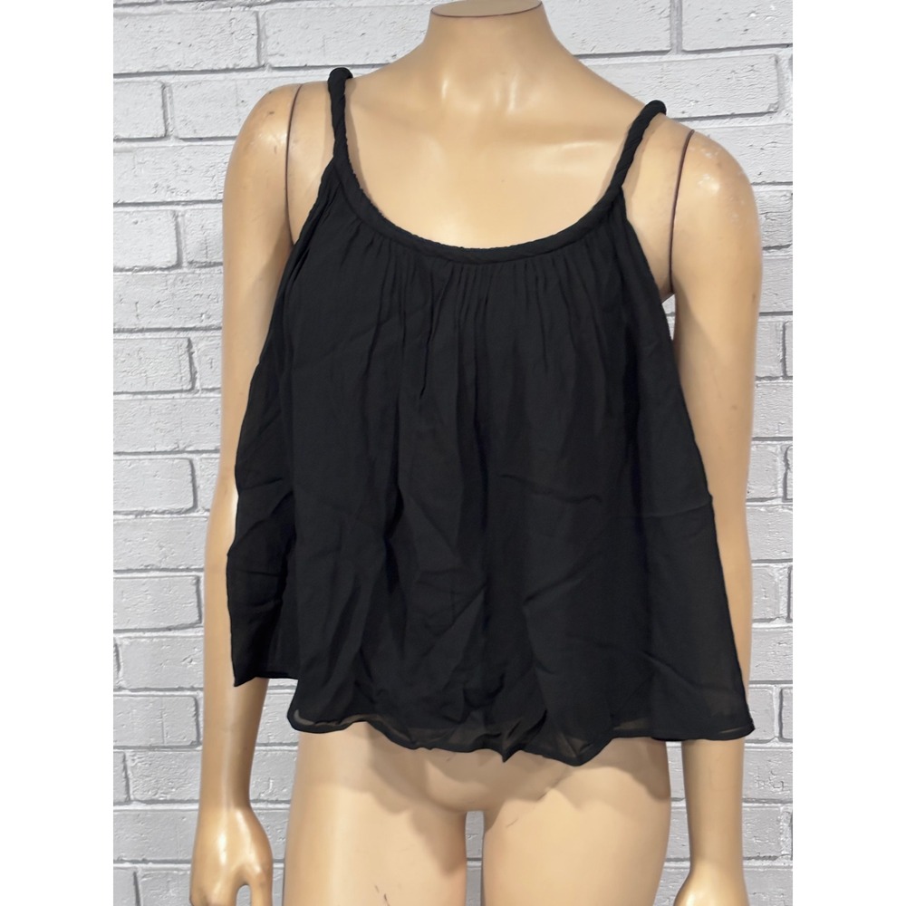 LOFT Black Braided Strap Flowy Camisole Tank Top Coquette Romantic NWT Size L